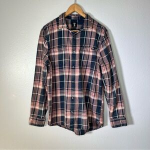 Vans pink navy plaid flannel shirt M cotton Streetwear fall skate core grunge